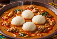Ghanaian Groundnut Soup with Rice Balls